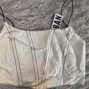 Urban Outfitters Cream Bandeau with Black Accents